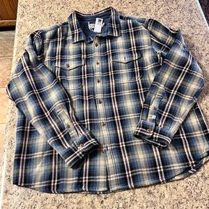 NWT Outerknown discontinued French Blue Spotlight Plaid Blanket shirt jacket